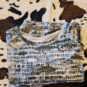 Columbia Blue, Gray & White Patterned Long Sleeve Tee